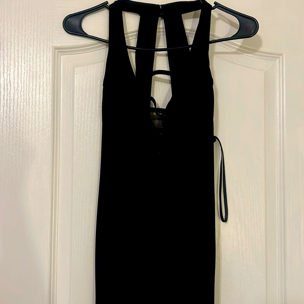 Long black dress open back